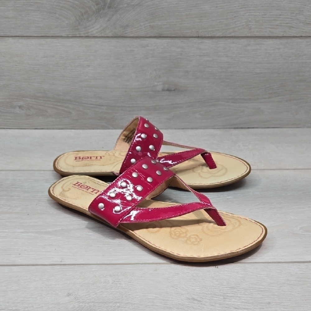 Born Women's Krysten Leather Thong Sandals Slide Flats Shoes Sz 6